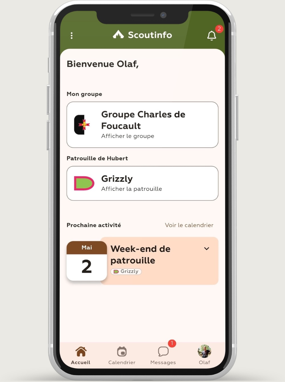 Aperçu de l'application ScoutInfo